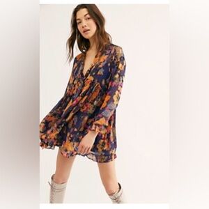 Free People 2pc Floral Slip Dress with Floral Shear Jacket